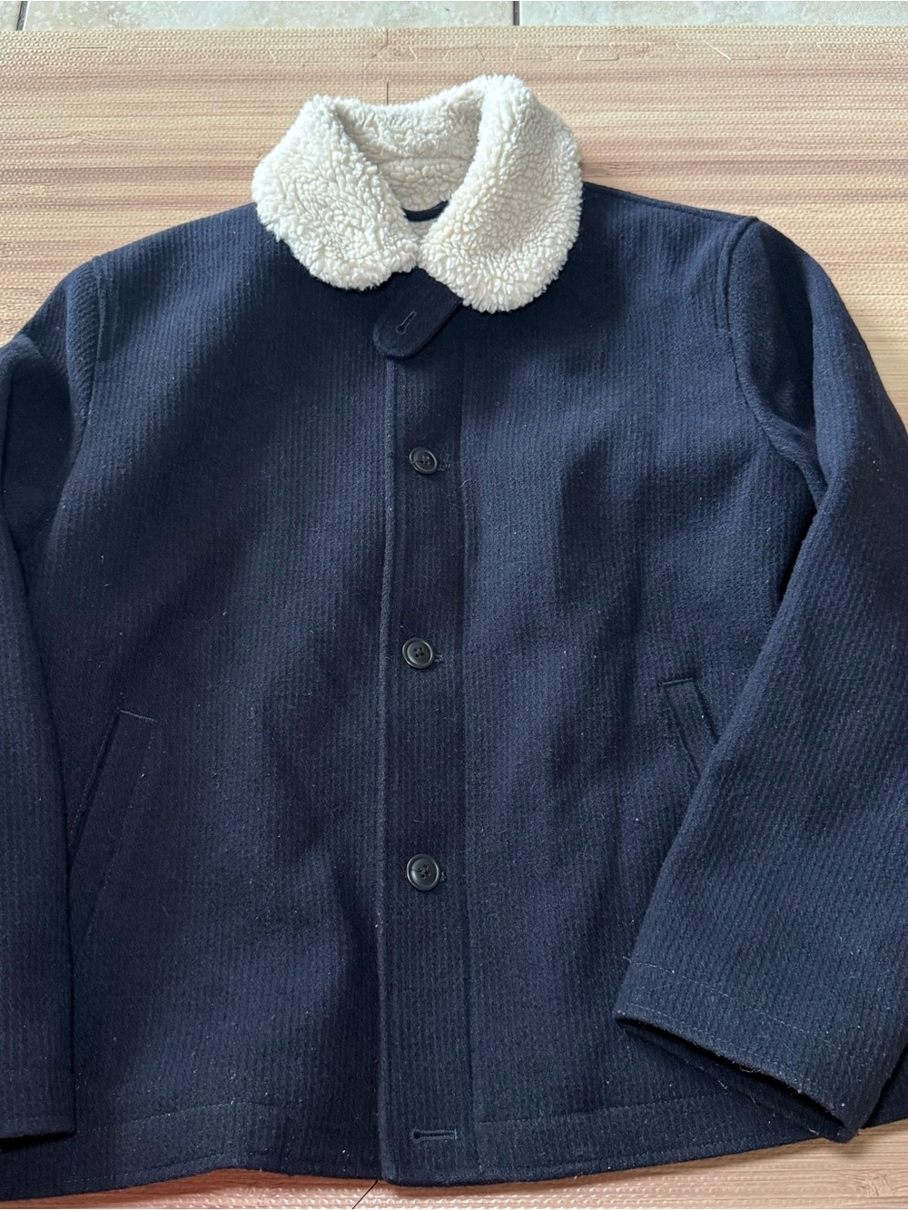 Express XL Water Resistant Wool Blend Coat Black Sherpa Collar Jacket